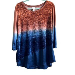 Chicos Zenergy Velvet Tunic Ombre Multicolor 3/4 Sleeve Top Womens 3 US XL